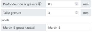 Einstellungen für die Gravur