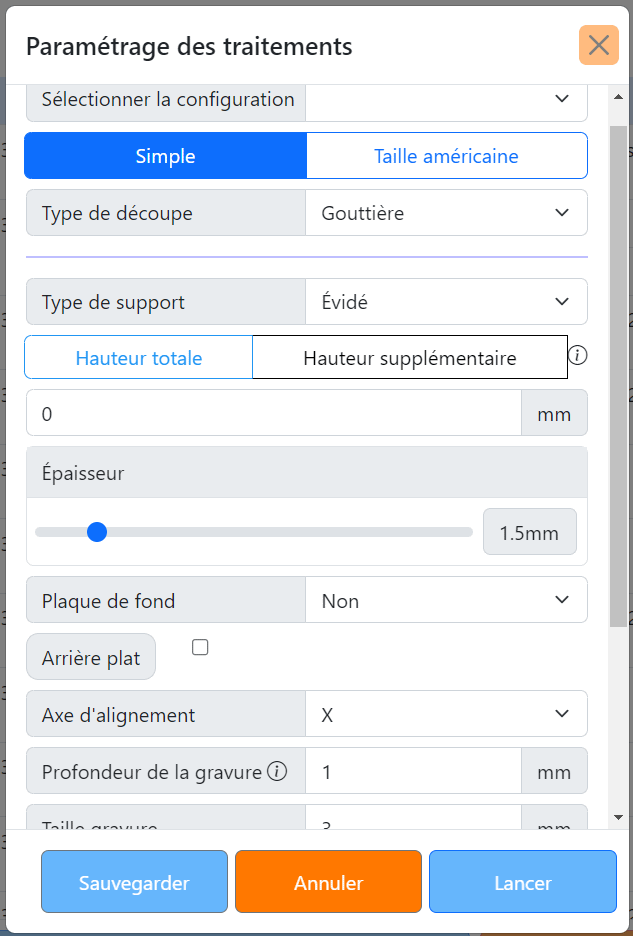 Paramétrage des traitements
